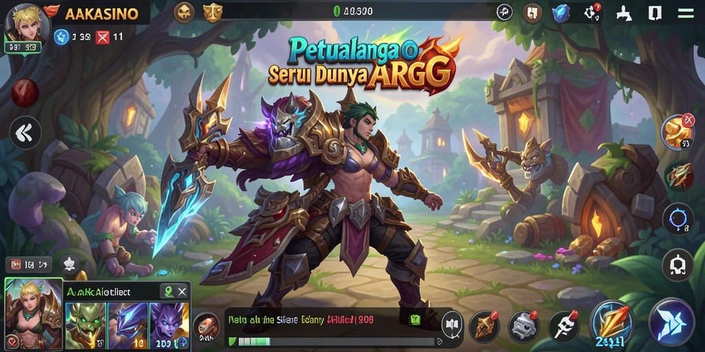 Tangkapan layar AAKASINO menampilkan aksi pertempuran epik di dunia fantasi.