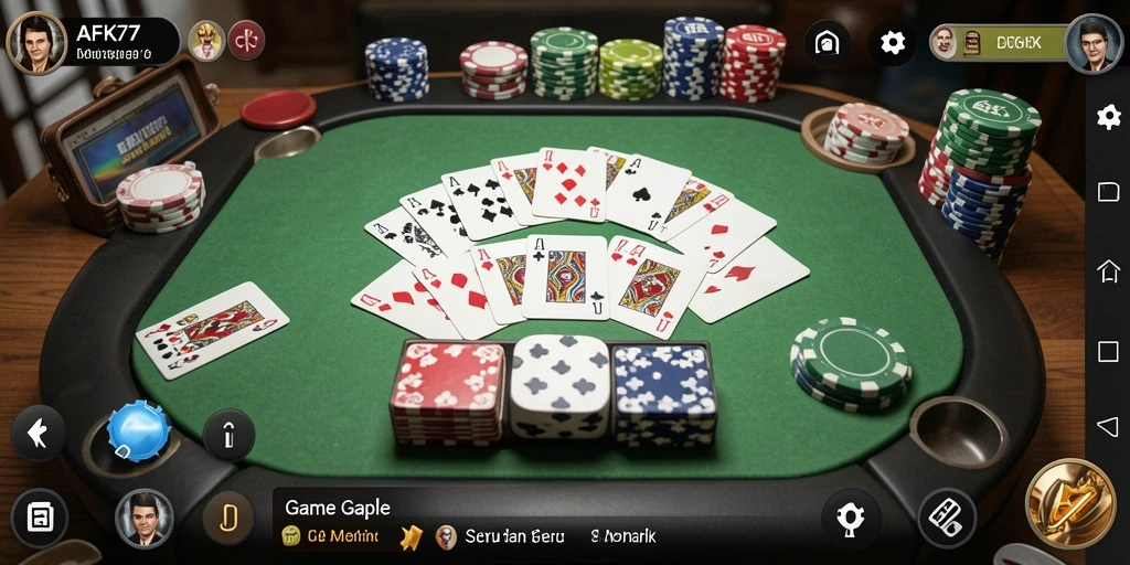 Screenshot gameplay AFK77 menampilkan suasana permainan Gaple yang seru.