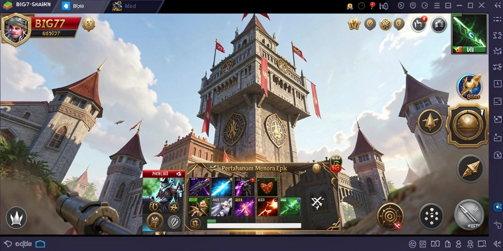 Menampilkan aksi seru dalam permainan Tower Defense.