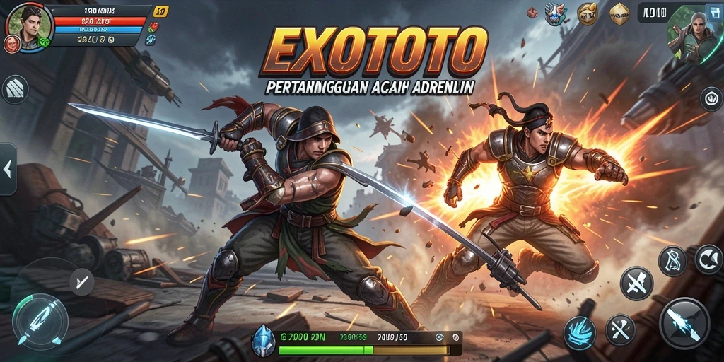 Gameplay seru <strong>EXOTOTO</strong> yang menampilkan aksi pertarungan mendebarkan.