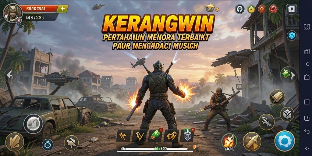 Tampilan gameplay KERANGWIN yang menarik dalam mode Tower Defense.