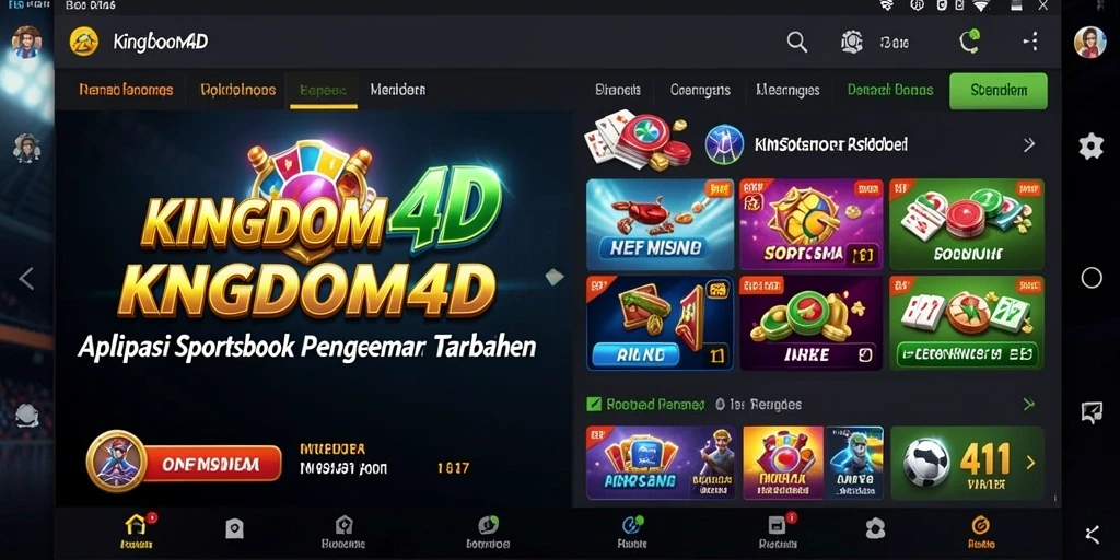 Tampilan utama gameplay <strong>KINGDOM4D</strong> dengan berbagai pilihan taruhan olahraga.
