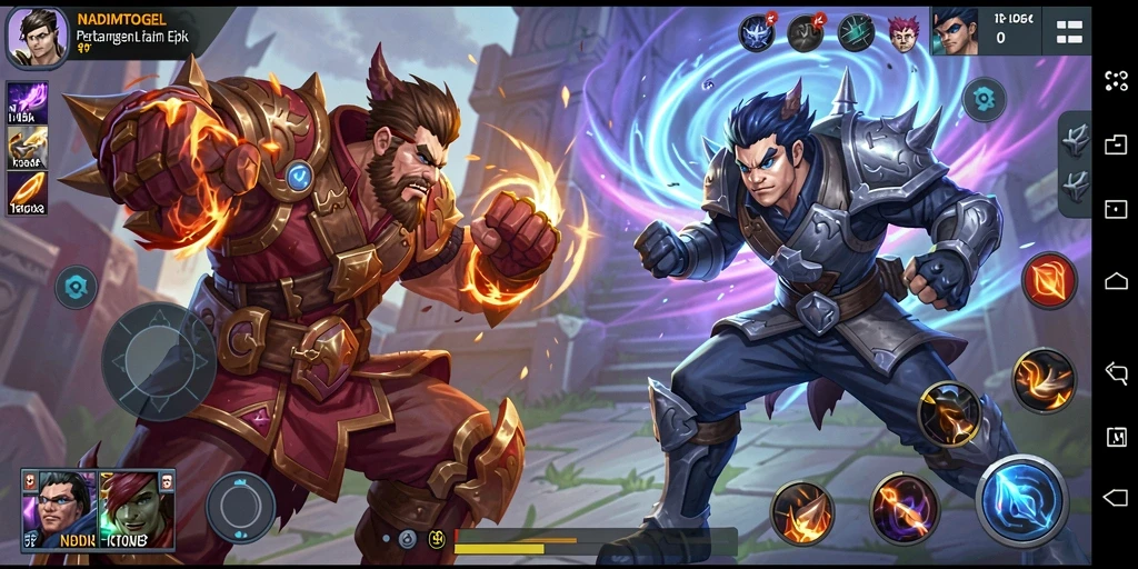 Tangkapan layar dari gameplay seru NADIMTOGEL yang menunjukkan pertarungan MOBA.