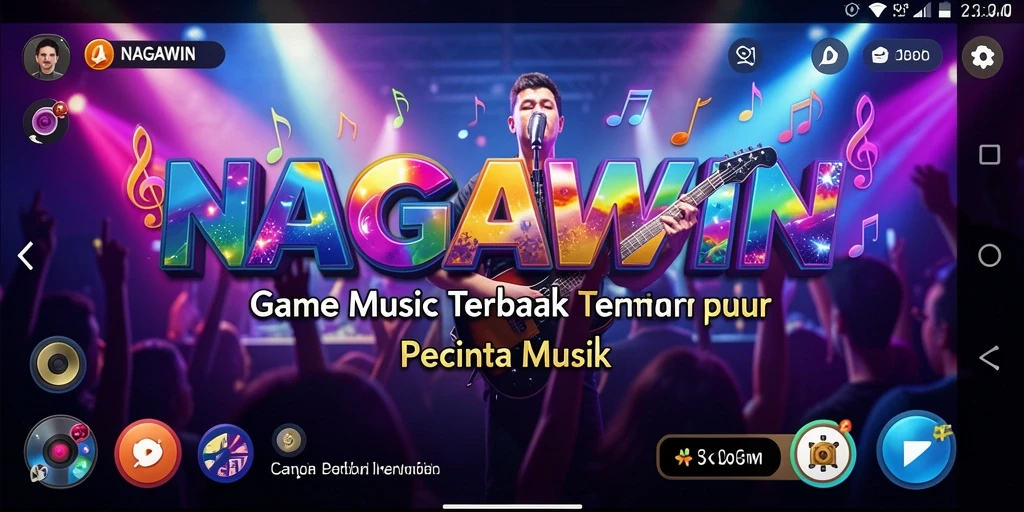 Tampilan utama gameplay NAGAWIN dengan berbagai pilihan musik.
