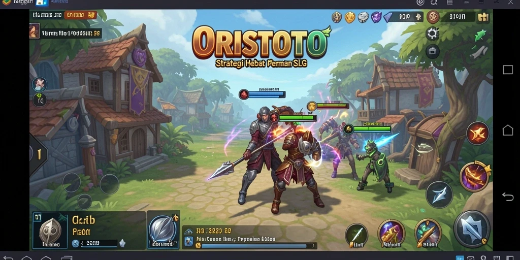 Tangkapan layar gameplay ORISTOTO yang menampilkan aksi pertempuran SLG.
