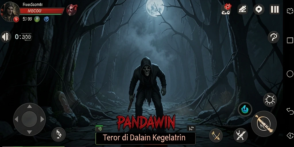 Gameplay PANDAWIN menakutkan dengan suasana yang mendebarkan.