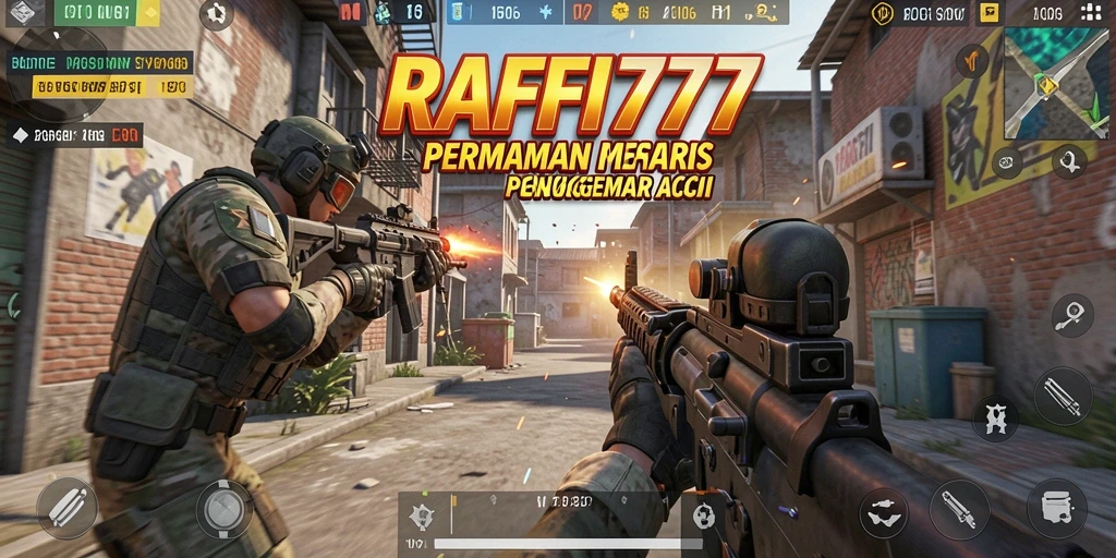 Screenshot gameplay RAFFI777 menampilkan aksi mendebarkan di medan perang.