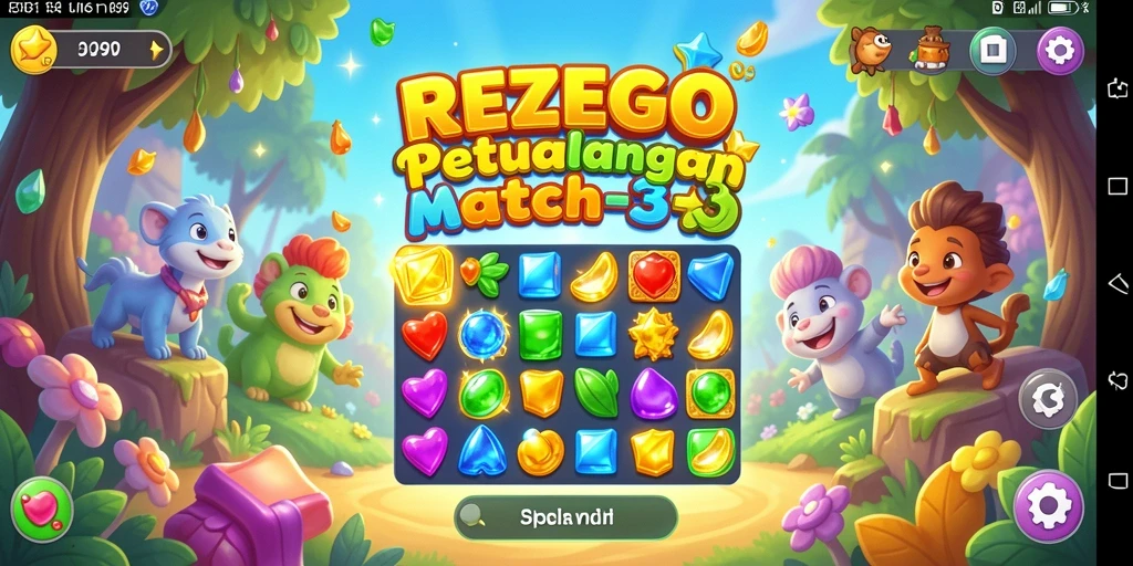 Tampilan gameplay REZEGO yang seru dan penuh warna.