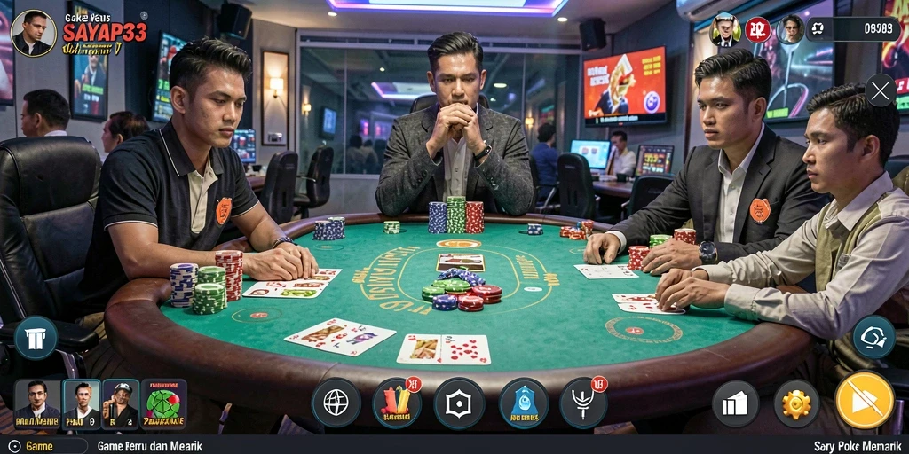 Tampilan utama SAYAP33 dengan gameplay Poker yang seru dan interaktif.