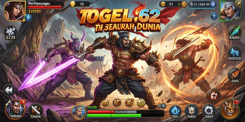 Screenshot TOGEL62 menampilkan pertarungan seru antara dua karakter.
