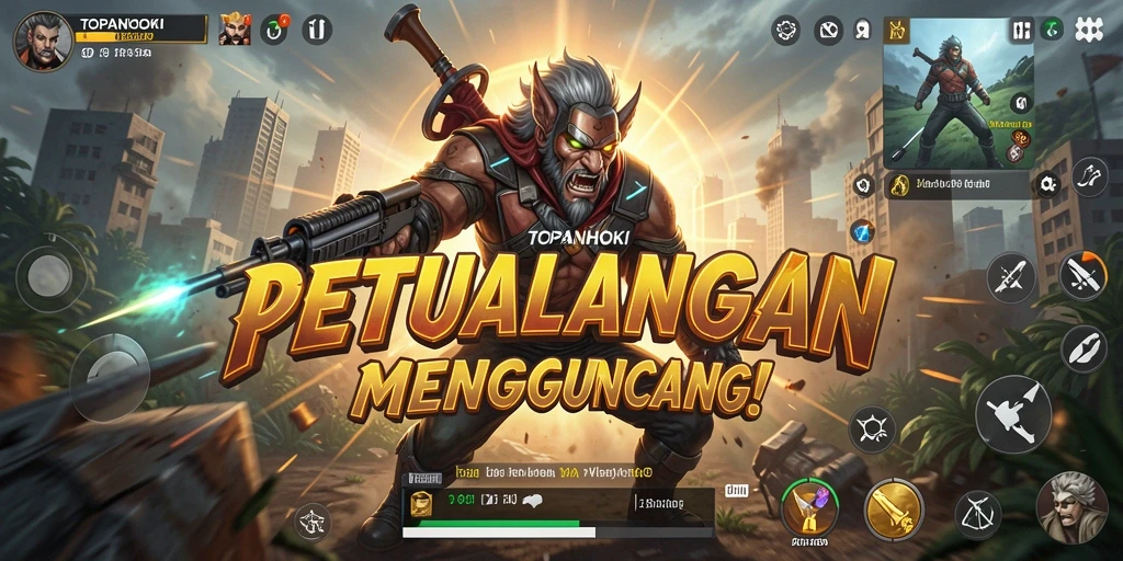 Tangkapan layar utama menunjukkan aksi intens dalam <strong>TOPANHOKI</strong>.
