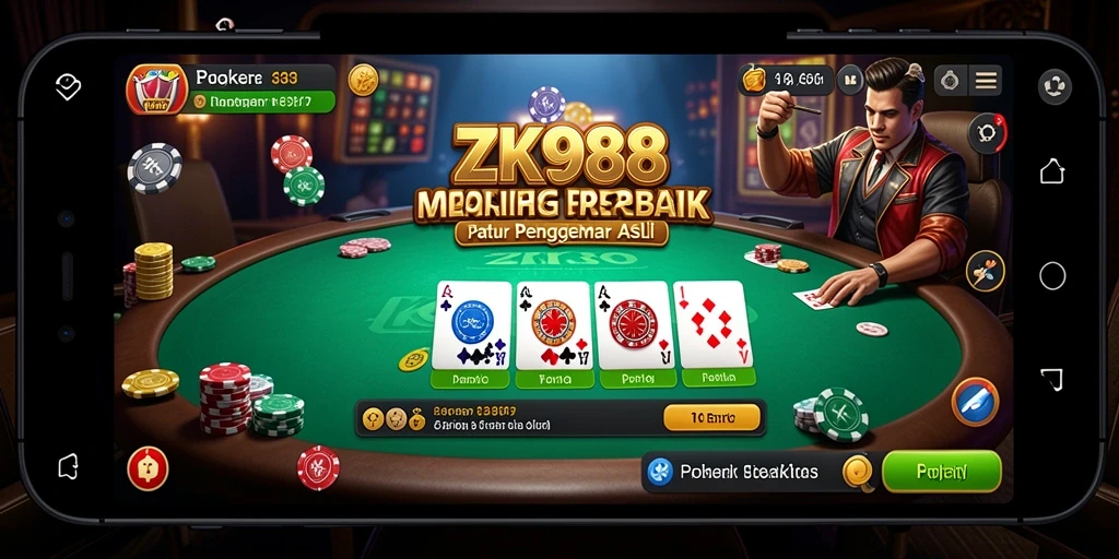 Tampilan dinamis gameplay Poker di aplikasi ZK988.