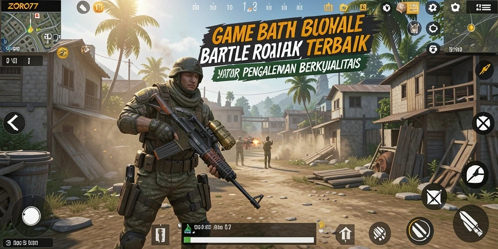 Tangkapan layar ZORO77 menampilkan aksi seru dalam gameplay Battle Royale.